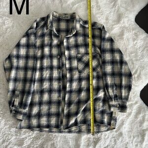 Men's 100% Wool Black and White Plaid Shirt